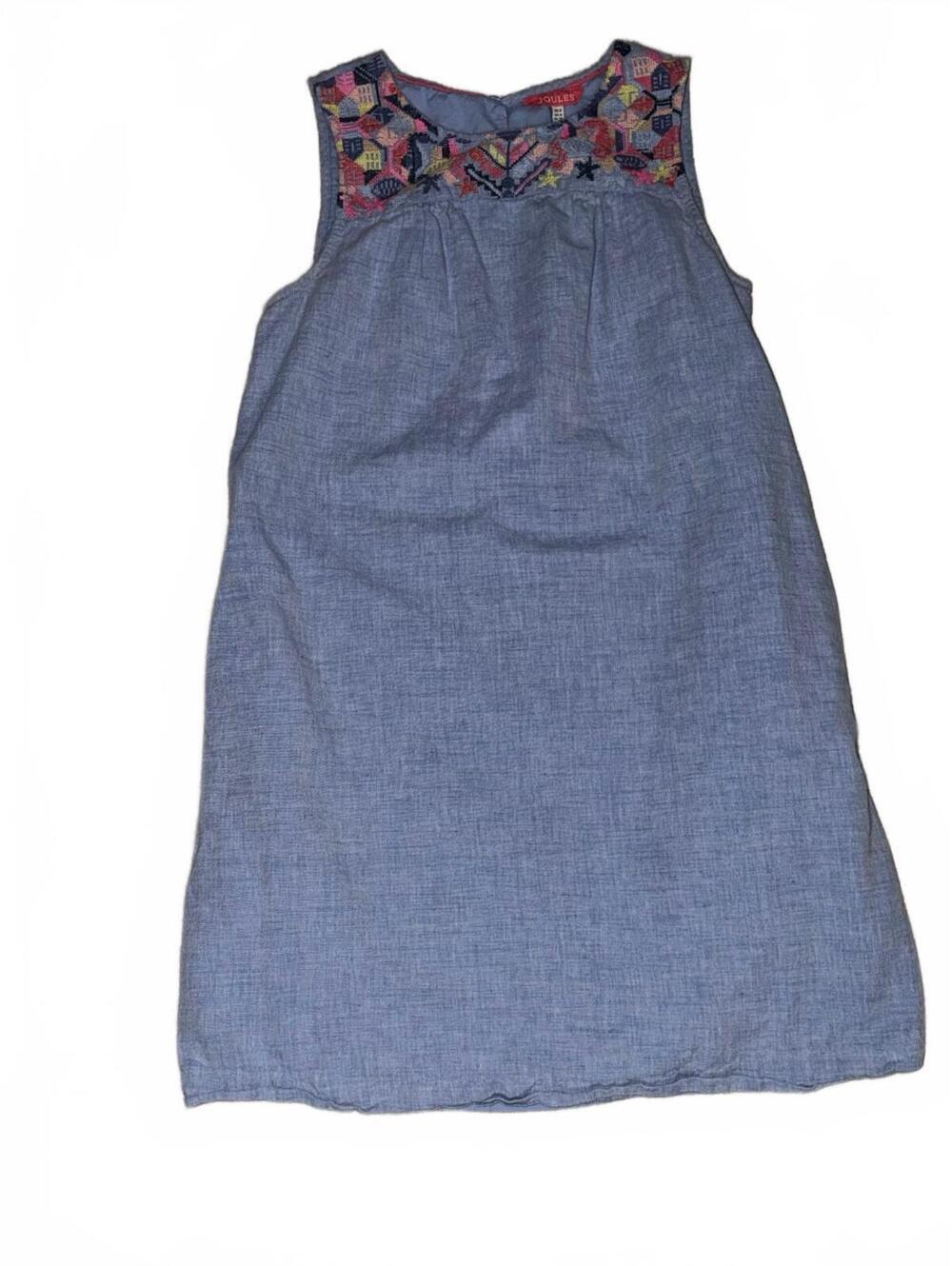 Joules Indria Chambray Embroidered Shift Dress sz 4